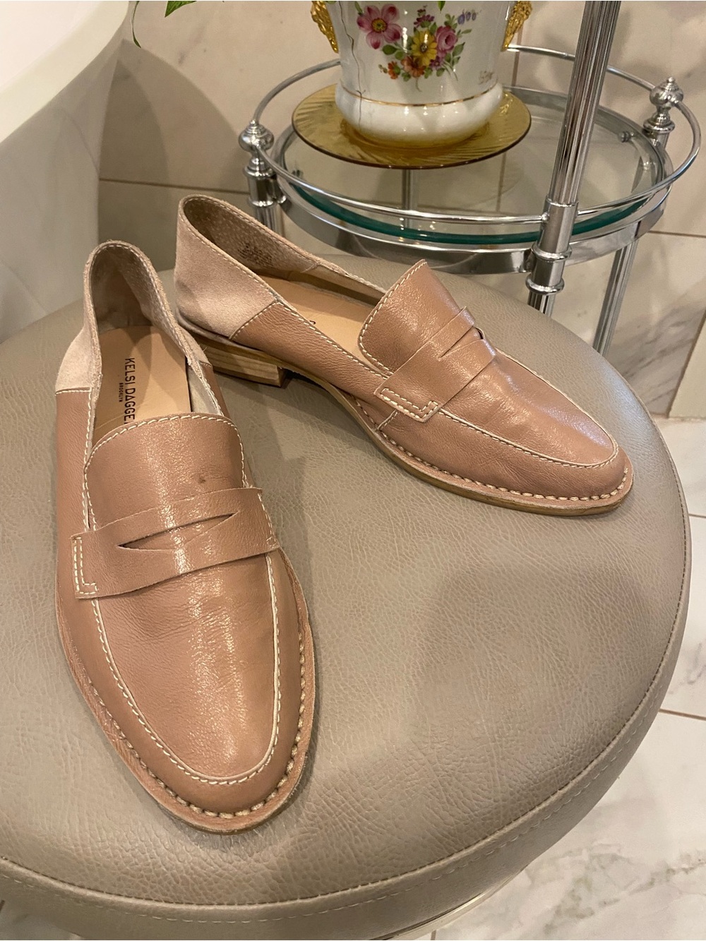 Kelsi Dagger Quartz Leather and Suede Woodside Loafers US 8